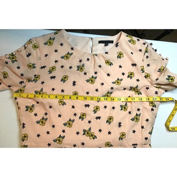 Tiana B. Womens Floral Print Dress Size 14 Peach With Black & Yellow Flowers - Picture 8 of 11